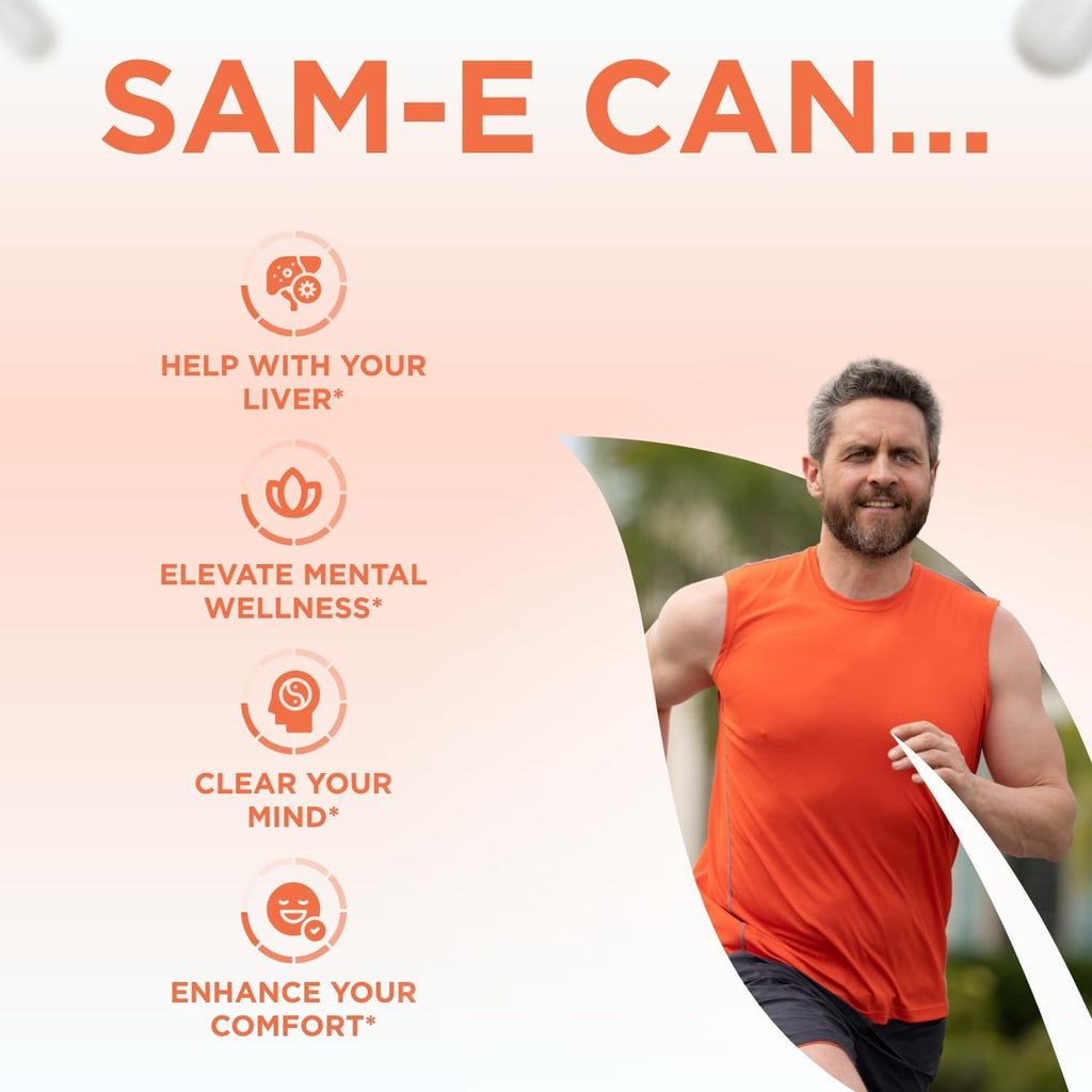 Bioactive SAM-e 750mg - Suplemento de SAM-e de Alta Potencia con Forma S,S Activa - Vegano Sin OGM Sin Conservantes - Fabricado en EE.UU. (120 Cápsulas)