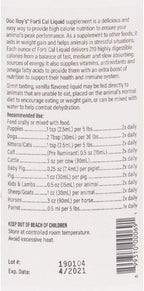 Doc Roy's Forti Cal Líquido - Suplemento Energético de Alto Contenido Calórico para Perros, Gatos, Caballos y Ganado, 1 Galón