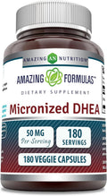 Amazing Formulas DHEA Micronizado 50 mg, 180 Cápsulas Veganas