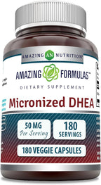 Amazing Formulas DHEA Micronizado 50 mg, 180 Cápsulas Veganas