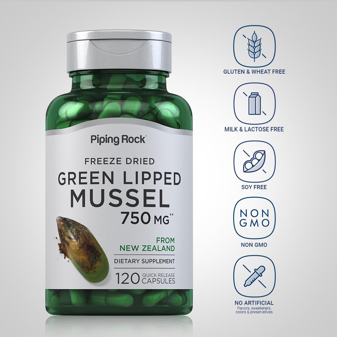 Piping Rock Mejillón de Labio Verde Liofilizado | 120 Cápsulas
