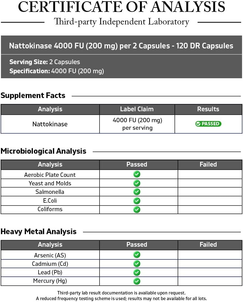 Vitamatic Nattokinase Supplement 4,000 FU, 120 Cápsulas de Liberación Retardada