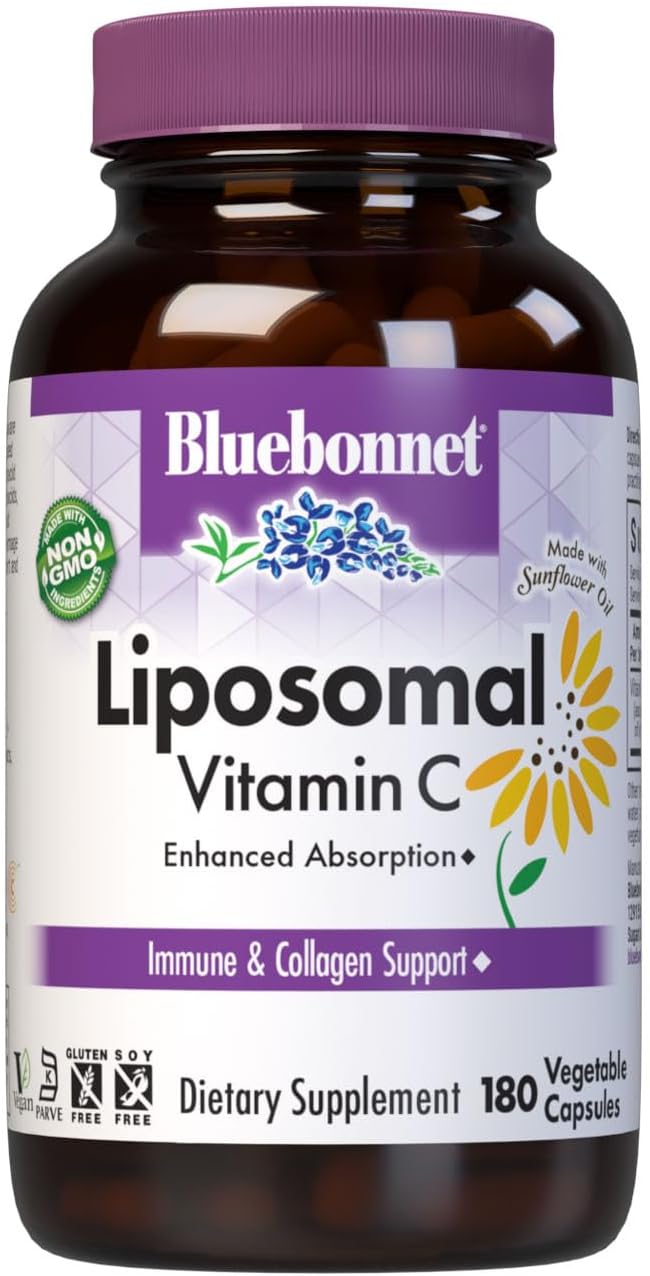 BlueBonnet Nutrition Vitamina C Liposomal 1000 mg, con Aceite de Girasol, 180 Cápsulas Vegetales