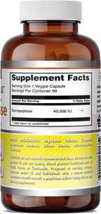 Amazing Formulas Serrapeptasa 40,000 UI, 90 Cápsulas Vegetales