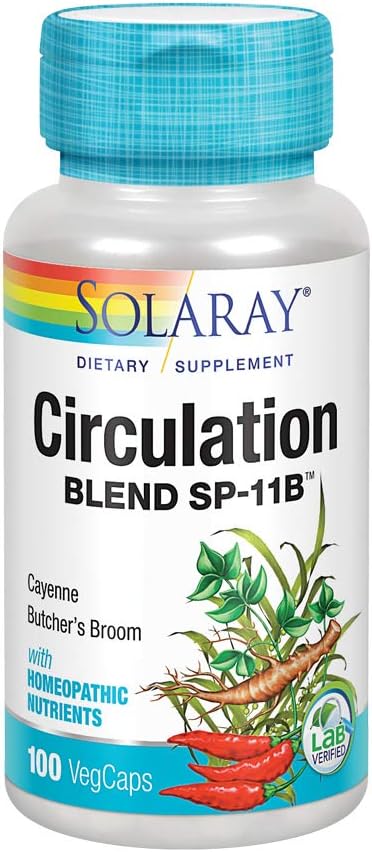 Solaray Circulation Blend SP-11B - Herbal Formula for Circulation - 100 Vegan Capsules