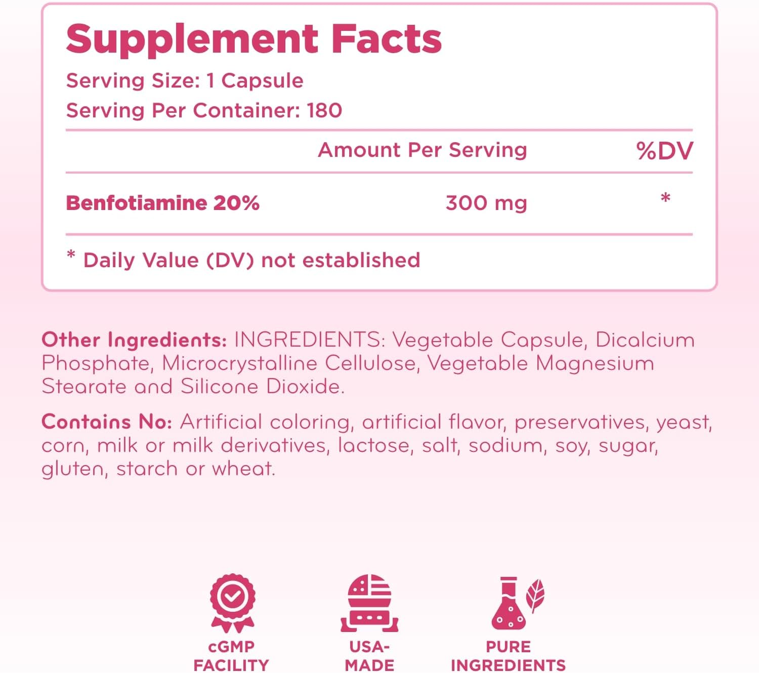 Benfotiamina 300mg – Suplemento de Vitamina B1 de Alta Absorción, 180 Cápsulas