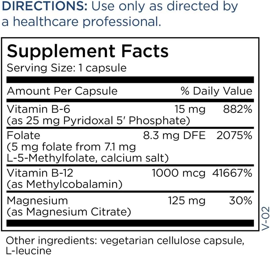 MethylPro Cofactors + L-Metilfolato 5 mg - Vitaminas B6, B12 y Magnesio - 30 Cápsulas