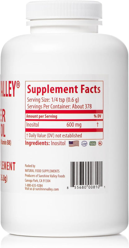 Sunshine Valley® Super Inositol en Polvo – Complemento Alimenticio – Sin Sabor – 226 g – Image 2