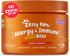 Zesty Paws Puppy Allergy Immune Bites - Masticables para alergias caninas, probióticos para picor de piel y oídos, sabor cordero, 90 unidades