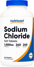 Nutricost Cloruro Sódico 1000mg, 240 Comprimidos - Comprimidos de Sal, No OGM, Sin Gluten