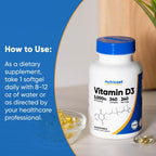 Nutricost Vitamina D3 5,000 UI (125 mcg), 240 Softgels - No GMO y Sin Gluten