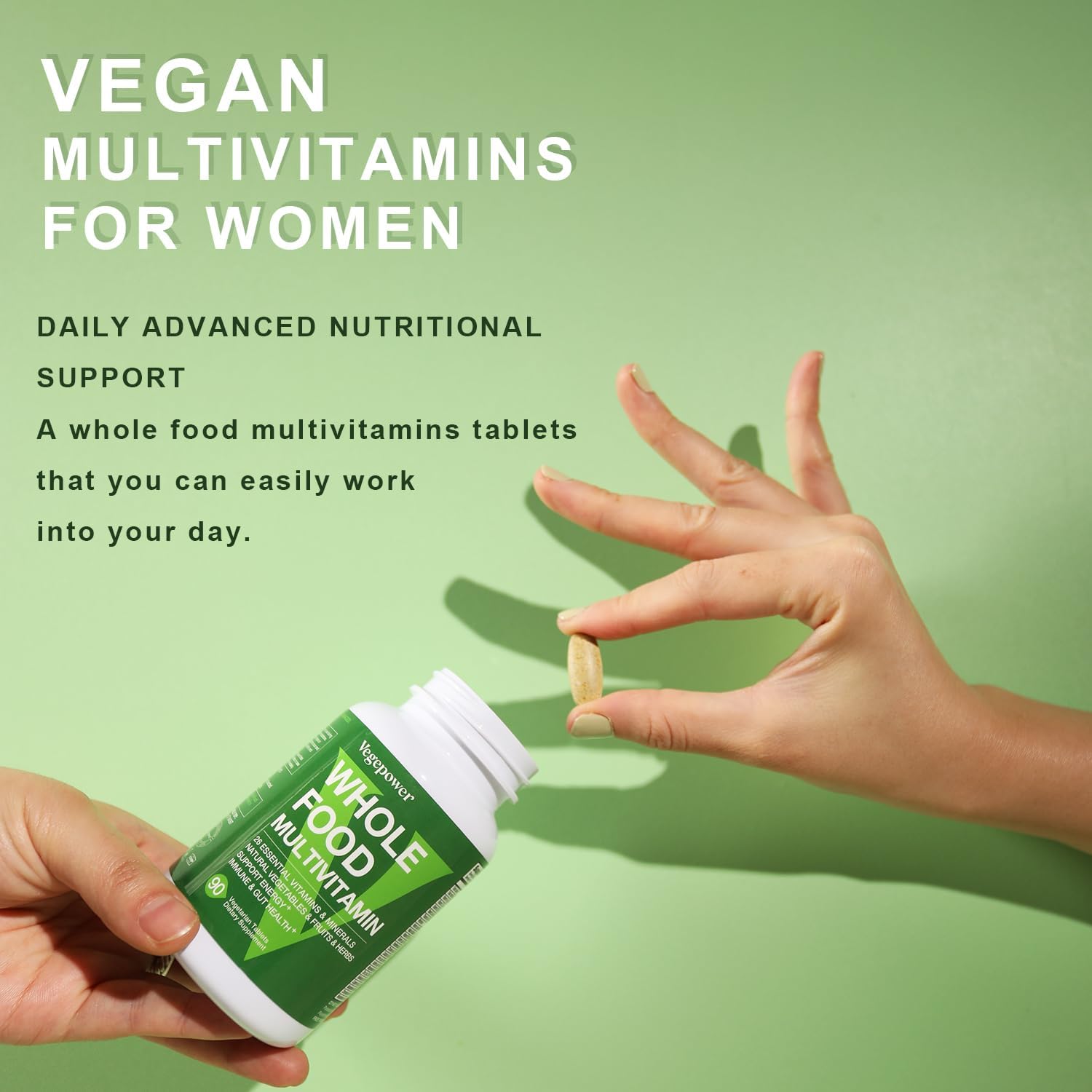 VEGEPOWER Multivitamínico Vegano para Hombres - Alimentos Integrales con Metilados, 180 Comprimidos