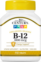 21st Century B12 1000 mcg de Liberación Prolongada - Cianocobalamina, 110 Tabletas