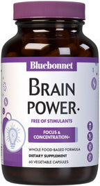 Bluebonnet BrainPower – Mezcla nootrópica de origen natural para la salud cerebral – Vegano, sin gluten, sin estimulantes – 60 cápsulas vegetales