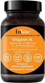 Invite Health Vitamina K1 y K2 (MK-7) - 60 Cápsulas Vegetarianas