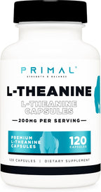 Primal L-Teanina Cápsulas (120 Servicios, 200mg por Servicio) - No Transgénico, Sin Gluten