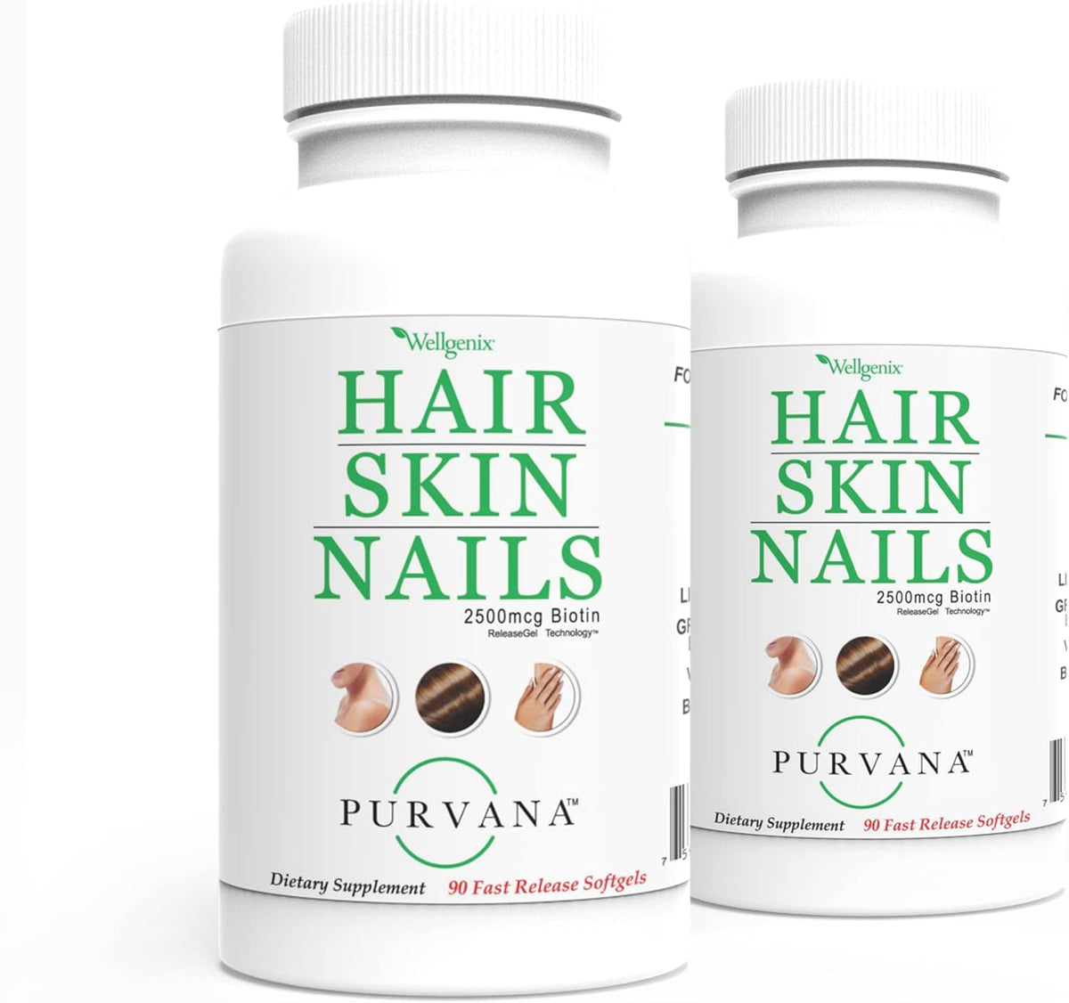 Wellgenix Purvana Suplemento para Cabello, – Cabello más fuerte: La biotina contribuye al mantenimiento del – Image 1