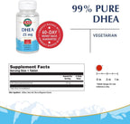 KAL DHEA Vegetarian Tablets - Dehydroepiandrosterone 25 mg, Micronized Formula, 60 Tablets