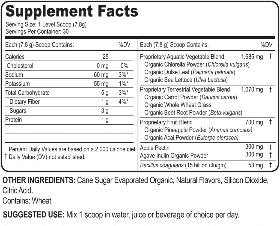 Yummy Greens Drink Mix - Mezcla de Verduras, Algas, Frutas y Probiótico