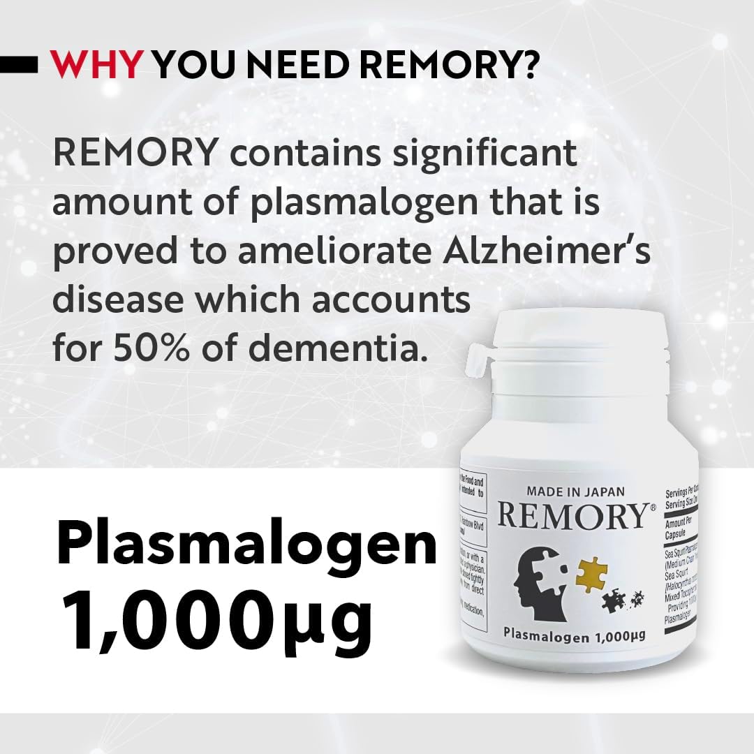 REMORY Plasmalogen Sea Squirt Supplement - Brain Health Supplement - 30 Días de Suministro