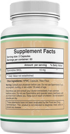 Suplemento de Espermidina (10mg de Espermidina 3HCL 99% Pura) - 120 Cápsulas - Double Wood