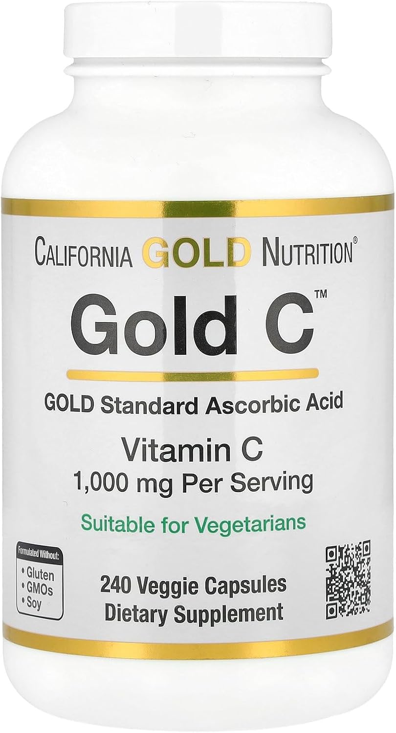 California Gold Nutrition Gold C Vitamina C Grado USP Farmacéutico - 1000 mg - 240 Cápsulas Vegetales