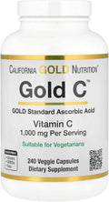 California Gold Nutrition Gold C Vitamina C Grado USP Farmacéutico - 1000 mg - 240 Cápsulas Vegetales