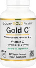 California Gold Nutrition Gold C Vitamina C Grado USP Farmacéutico - 1000 mg - 240 Cápsulas Vegetales