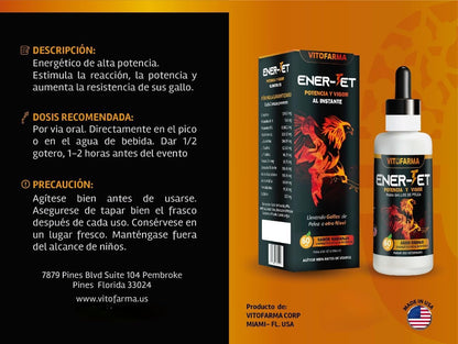 VITOFARMA Ener-Jet Energy Booster para Gallos - Multivitamínico Líquido Natural 60 ml – Image 5
