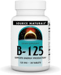Source Naturals B-125, Complejo B de 125 mg para Apoyo Energético - 30 Comprimidos