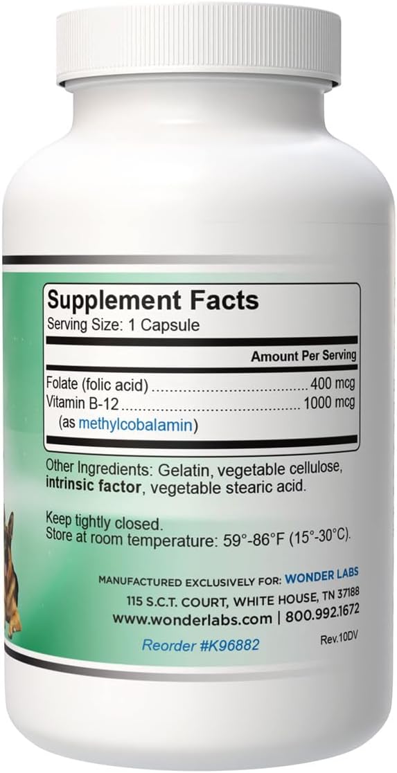Pet Factor B-12 | Vitamina B-12 en Metilcobalamina para Perros | 180 Cápsulas