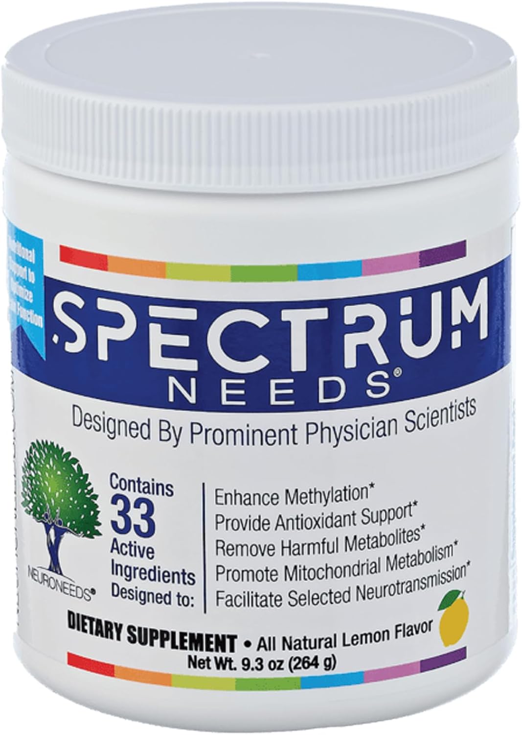 SpectrumNeeds® de NeuroNeeds – Complejo Nutricional Integral con 33 Ingredientes Activos, Sabor Limón