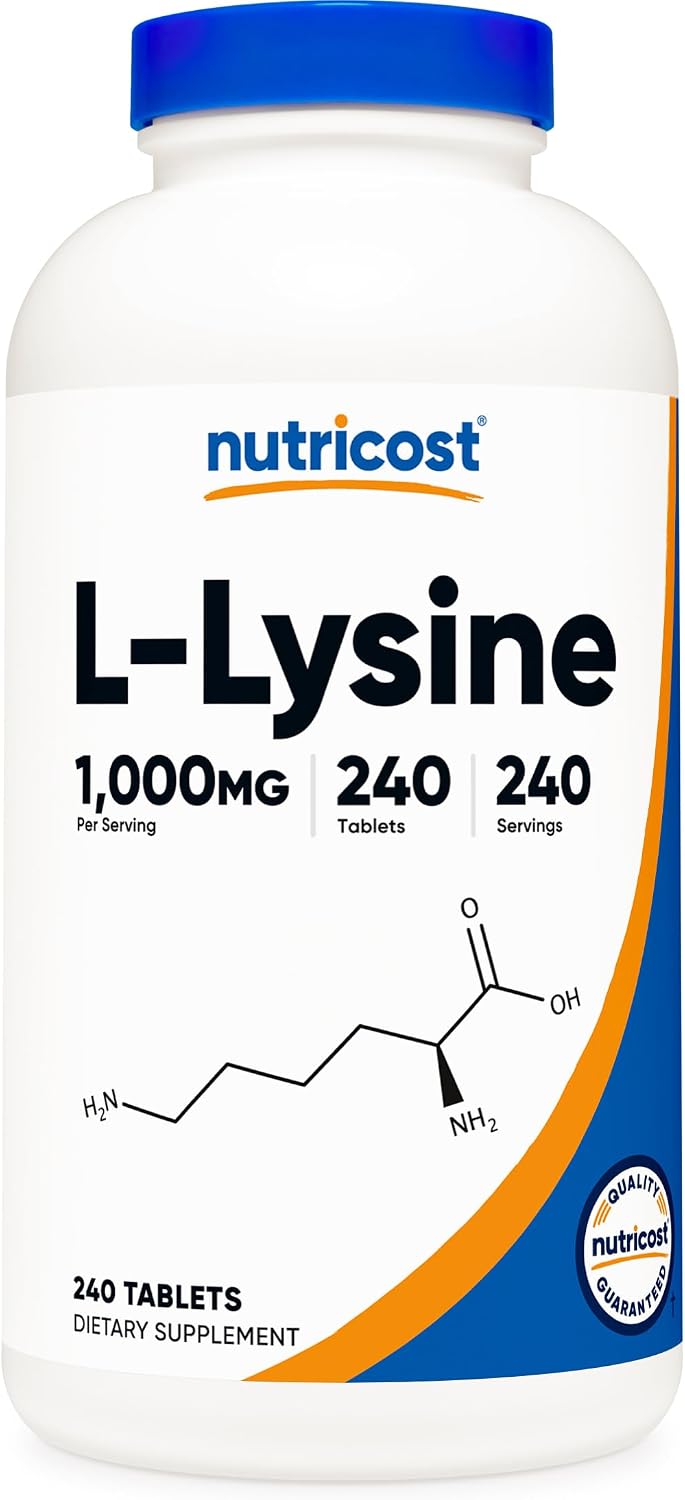 Nutricost L-Lisina 1000mg, 120 Comprimidos - Sin Gluten, No GMO, Apto para Vegetarianos