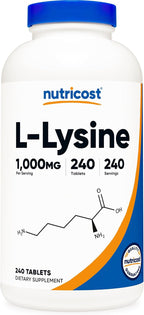 Nutricost L-Lisina 1000mg, 120 Comprimidos - Sin Gluten, No GMO, Apto para Vegetarianos