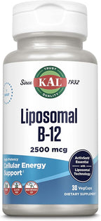 KAL Liposomal Vitamina B12 2500 mcg - Alta Absorción - Tecnología Liposomal - Cápsulas Veganas - Sin Gluten - Sin Soja - 30 Dosis