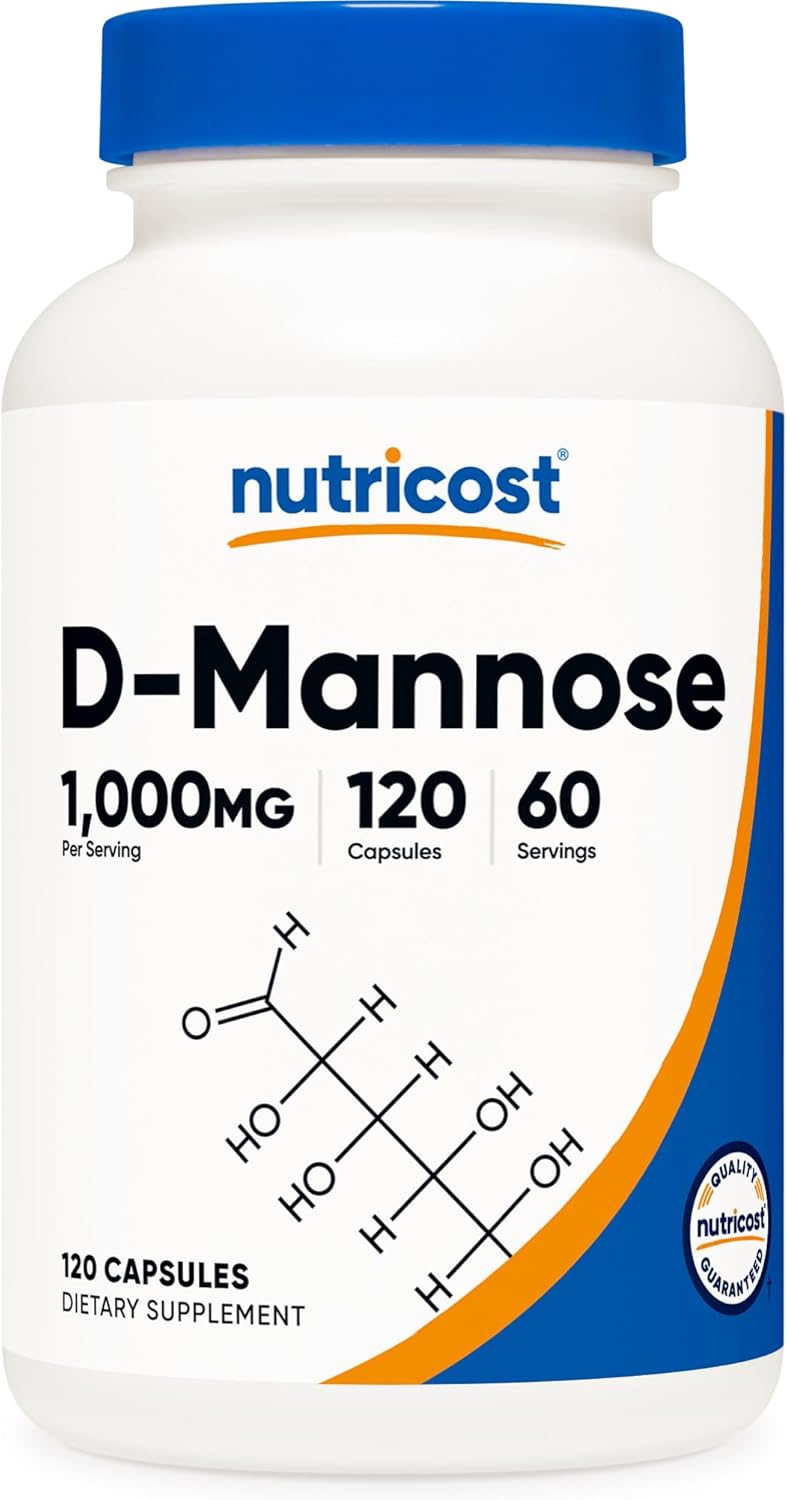 Nutricost D-Mannose 1000mg por dosis, 120 cápsulas - 500mg por cápsula, Salud del tracto urinario, No transgénico y sin gluten