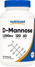 Nutricost D-Mannose 1000mg por dosis, 120 cápsulas - 500mg por cápsula, Salud del tracto urinario, No transgénico y sin gluten