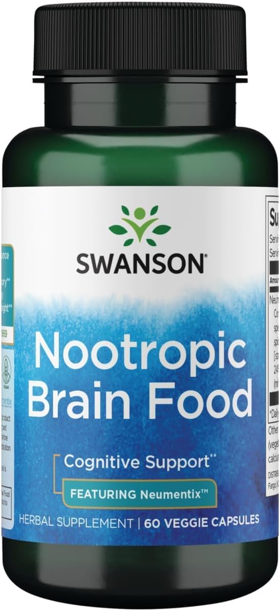 Swanson Premium Brand Nootropic Brain Food con Neumentix 450 mg - 60 Cápsulas Veganas