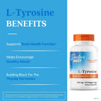 Doctor's Best L-Tirosina 500 mg - 120 Cápsulas Veganas