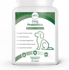 Multipetcare Probióticos para Perros – 5 Cepas, 2 Mil Millones UFC + Enzimas Digestivas y Prebióticos | Salud Digestiva, Heces Firmes, Menos Gases | con Vitaminas del Grupo B | Sabor a Pollo | 120 Comprimidos