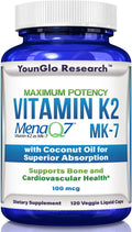 Vitamina K2 MK7 (MenaQ7) 100 mcg con Aceite de Coco - 120 Cápsulas Veganas