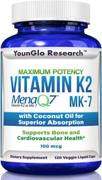 Vitamina K2 MK7 (MenaQ7) 100 mcg con Aceite de Coco - 120 Cápsulas Veganas