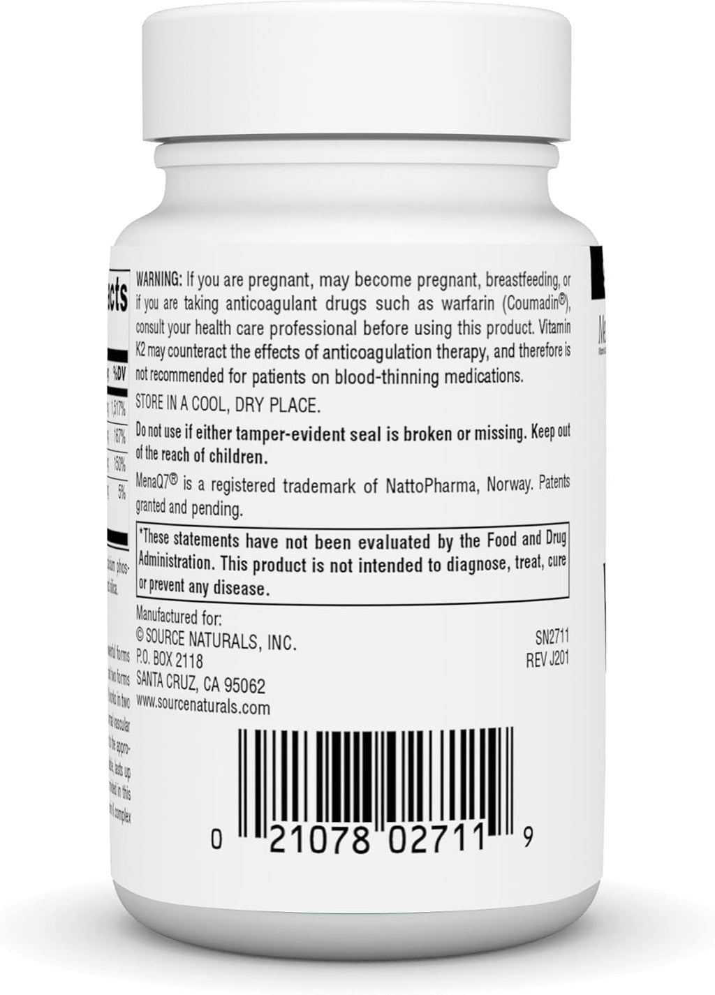 Source Naturals Vitamina K2 Advantage, 2200 mcg - 120 Comprimidos