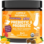 Llama Naturals Probiótico Infantil con Prebiótico - Gomitas Veganas de Fruta Real - Sin Azúcar Añadido - Sabor Melocotón Mango - 60 Gomitas