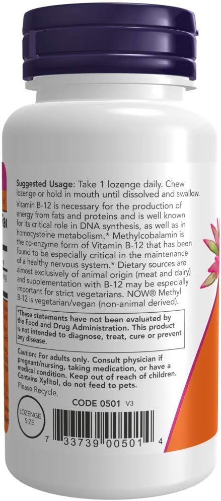 NOW Foods Metil B-12 10000 mcg, 60 Comprimidos Sublinguales (Paquete de 2)