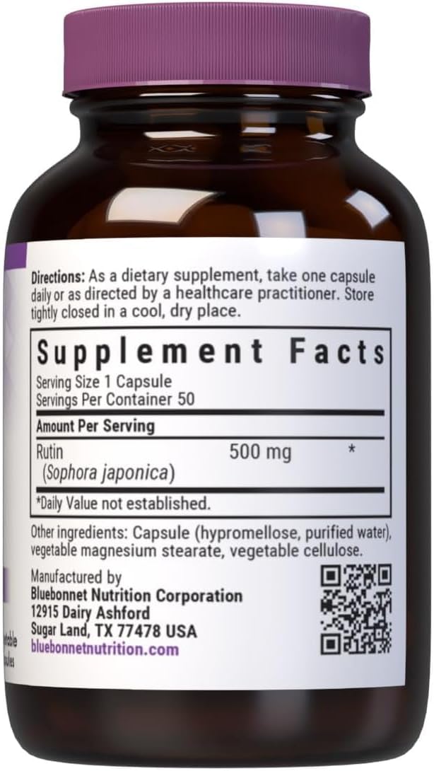 Bluebonnet Nutrition Rutina 500 mg (Sophora Japónica) - Bioflavonoide Antioxidante - 50 Cápsulas Veganas