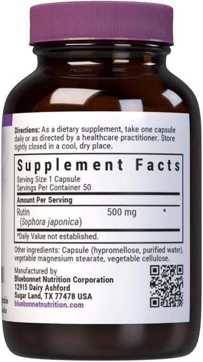 Bluebonnet Nutrition Rutina 500 mg (Sophora Japonica) - Bioflavonoide Antioxidante - 50 Cápsulas Veganas – Image 2