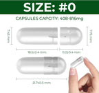 Cápsulas Vacías Veganas Tamaño 0 - 1000 Cápsulas + 1000 Cuerpos - Separadas, HPMC, Sin Gluten, Halal, Kosher