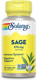 SOLARAY Hojas de Salvia - 570 mg, 100 Cápsulas Veganas