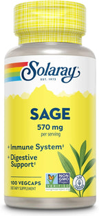 SOLARAY Hojas de Salvia - 570 mg, 100 Cápsulas Veganas